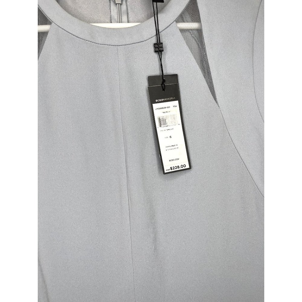 BCBG ALYCIA Cocktail Dress Sheer Cut Out Mini Smoke Gray NWT 6 - Picture 7 of 11